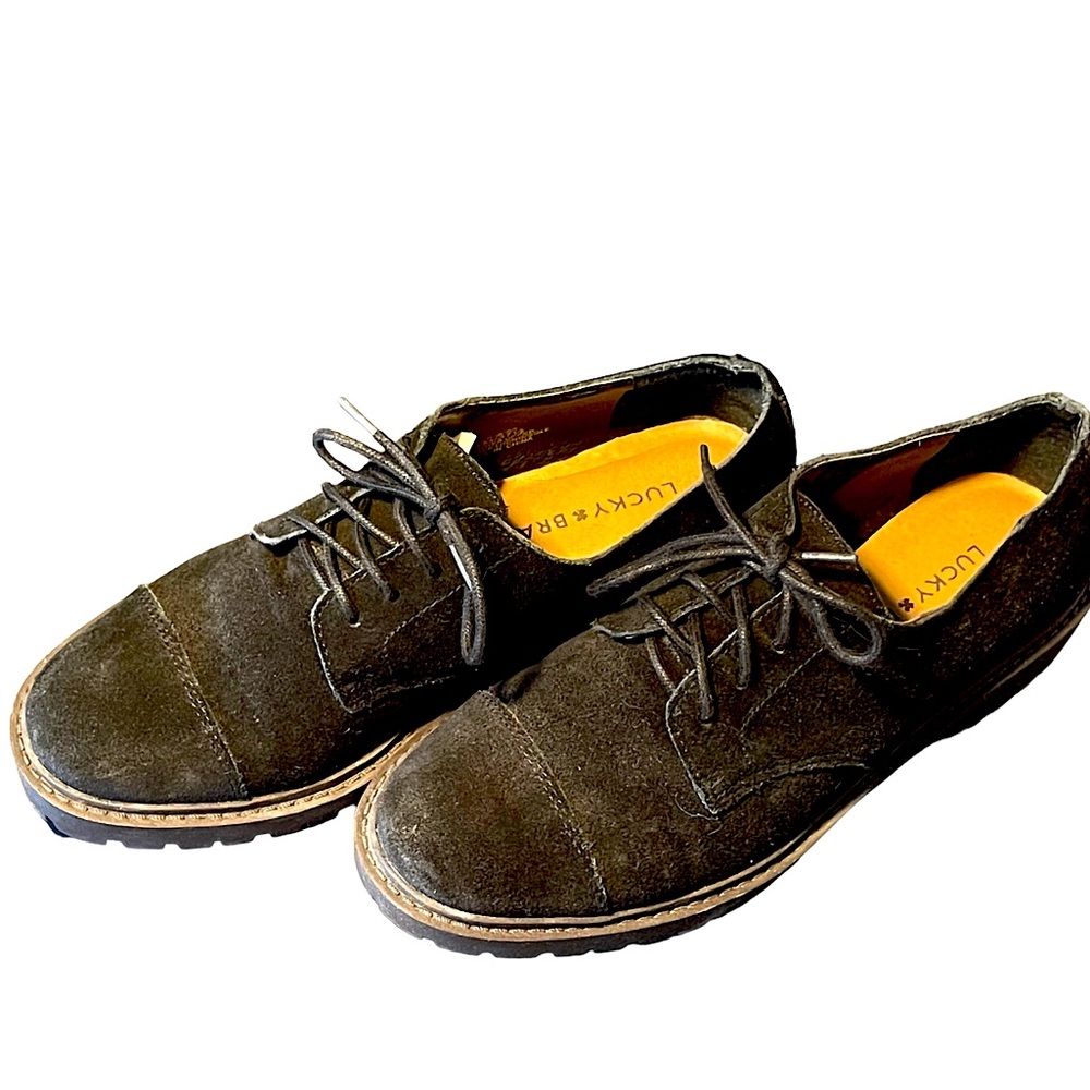 Lucky Brand  Women's Ibira Oxford Shoe Size 7.5 Platform Lug Sole Lace Up Black